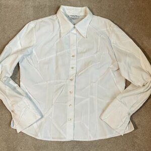 Samuel Dong by Dons Collection Button up white cotton origami blouse XL